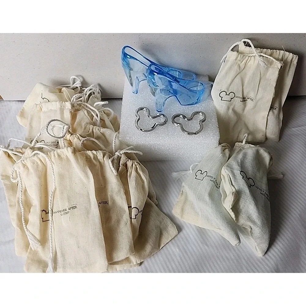 Lot 21 Disney Party Favors 4-Blue Cinderella Slippers, 17-Mickey Mouse Key Rings
